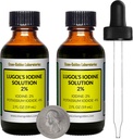 Jod Lugola / 2% Solution / 4 Oz w dwóch butelkach szklana bursztynowa / Bezpłatne krople / USA
