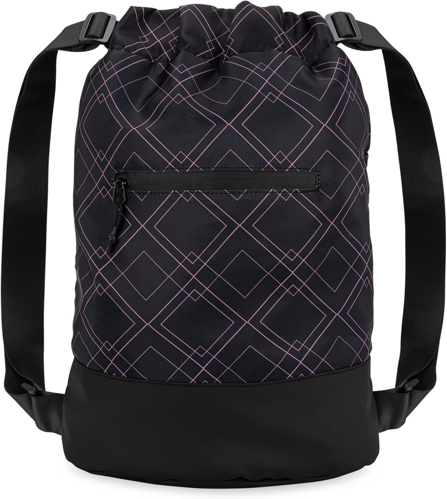 Flex Cinch Drawstring Siłownia Torba dla kobiet z graficznych wzorów 124; Trwałe Lekkie Siłowne Siłownia Cinch Bags 124; Świetne dla Siłowni Bag, Podróżowanie i Overnights 124; Black / Rose - Geometria
