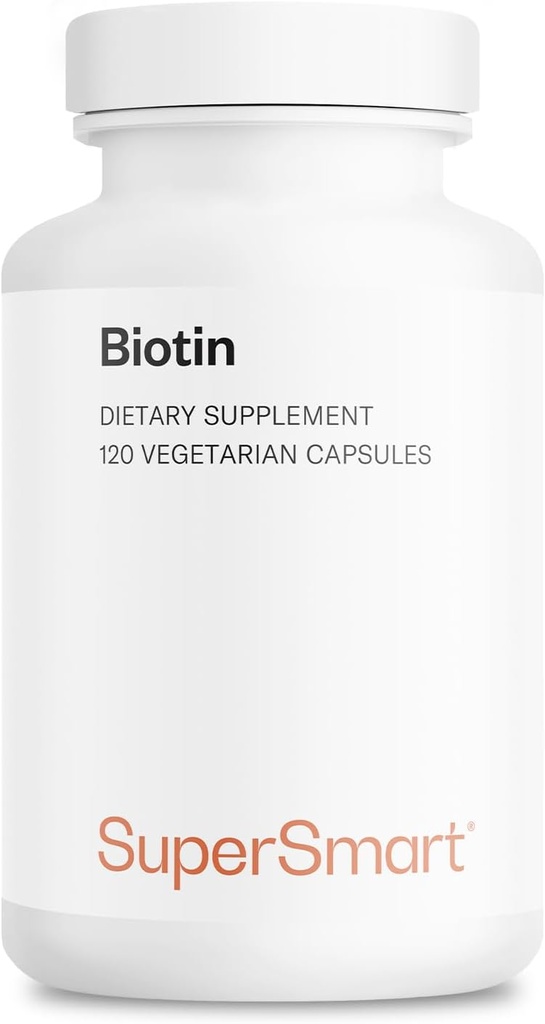 Supersmart - Biotin 10,000mcg / 10 g na dzień (wysoka moc) - Witamina B7 Suplement Biotin - Zdrowe włosy, Skóra i paznokcie 124; Non-GMO & Gluten Free - 120 Kapsułki wegetariańskie