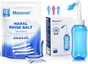 MAOEVER Neti Pot z 130 Pakiety soli do mycia nosa Sinus Płyn butelki do mycia nosa Ciśnienie płukania Nasal Nasal Nasal Nassanie dla dorosłych i dzieci BPA Darmowe 300 ML Nacisk termometr