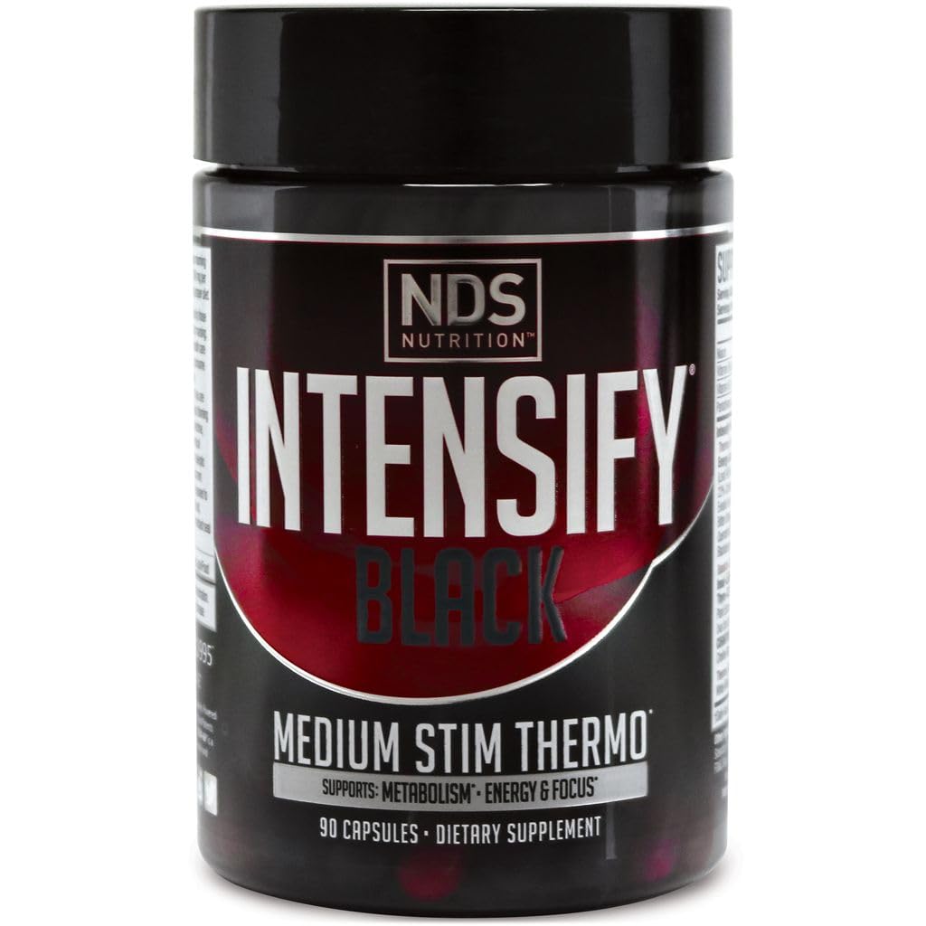 Intensify NDS Nutrition Black - Termogeniczne Mieszanka z Advantra Z dla tłuszczów i strat wody - Boost Metabolizm, spalanie kalorii, Pomoc Suppless Appetite - Poprawa Tone ciała, Definicja mięśni - 90 Kapsułki