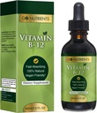 Go Nutrigents Witamina B12 Podjęzykowa Methylcobalamina - B- 12 Krople płynne 3000mcg, Organic Malina Flavor, Wegan - Wsparcie energii, Nerve Health & Czerwona morfologia formacja - 2oz (48 Służenie)