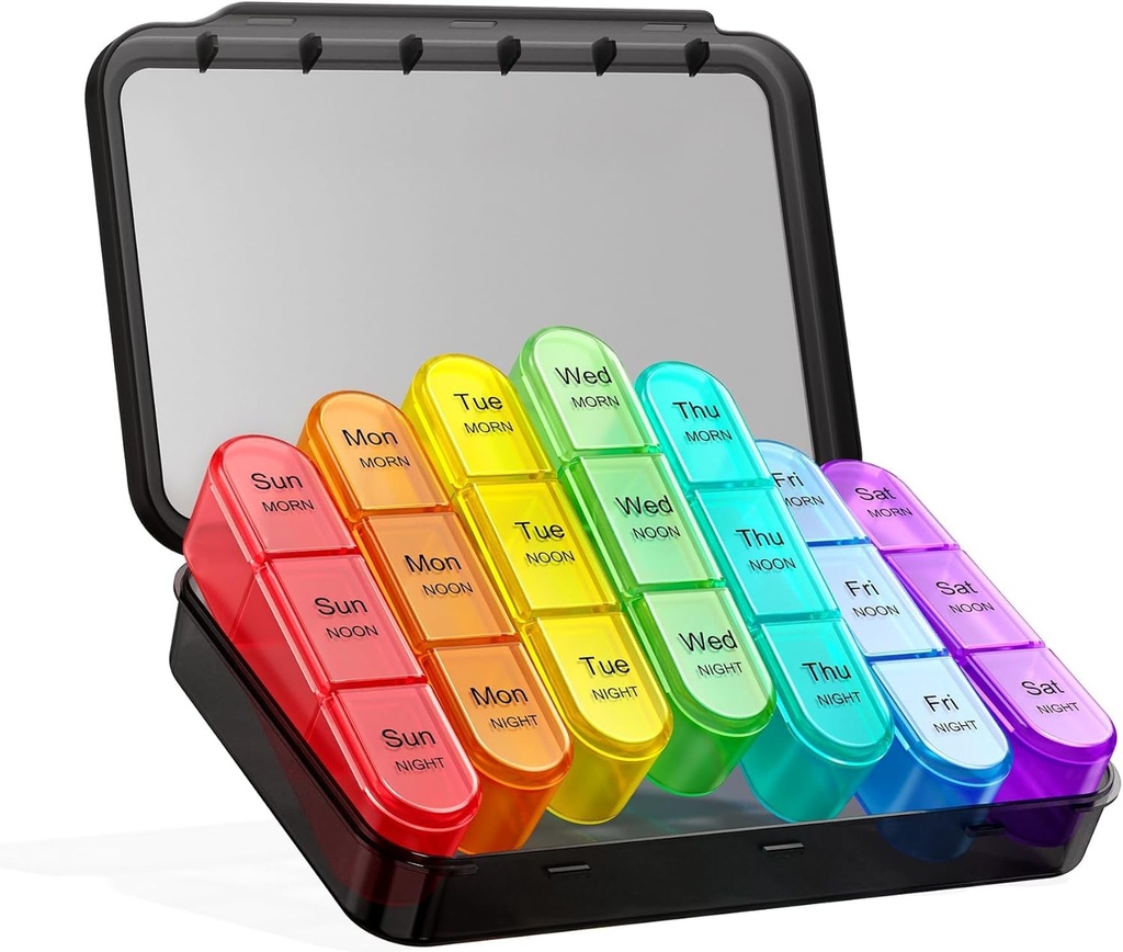 Asprink Pill Organizer 3X a Day - Medicine Pill Organizer - Cotygodniowy Pill Case - Daily Pill Box 7 Day Organizer Container for Vitamin and Medication