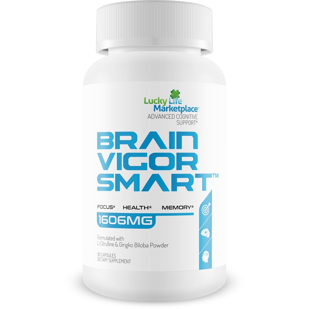 Brain Vigor Smart Brain Booster - Dodatkowe wsparcie siłowe dla Focus, Health i Memory - Ulepszona formuła Made with Lion 's Mane Mushroom & Ginkgo Biloba - Nasze najlepsze Vigor mózgu Smart Pills