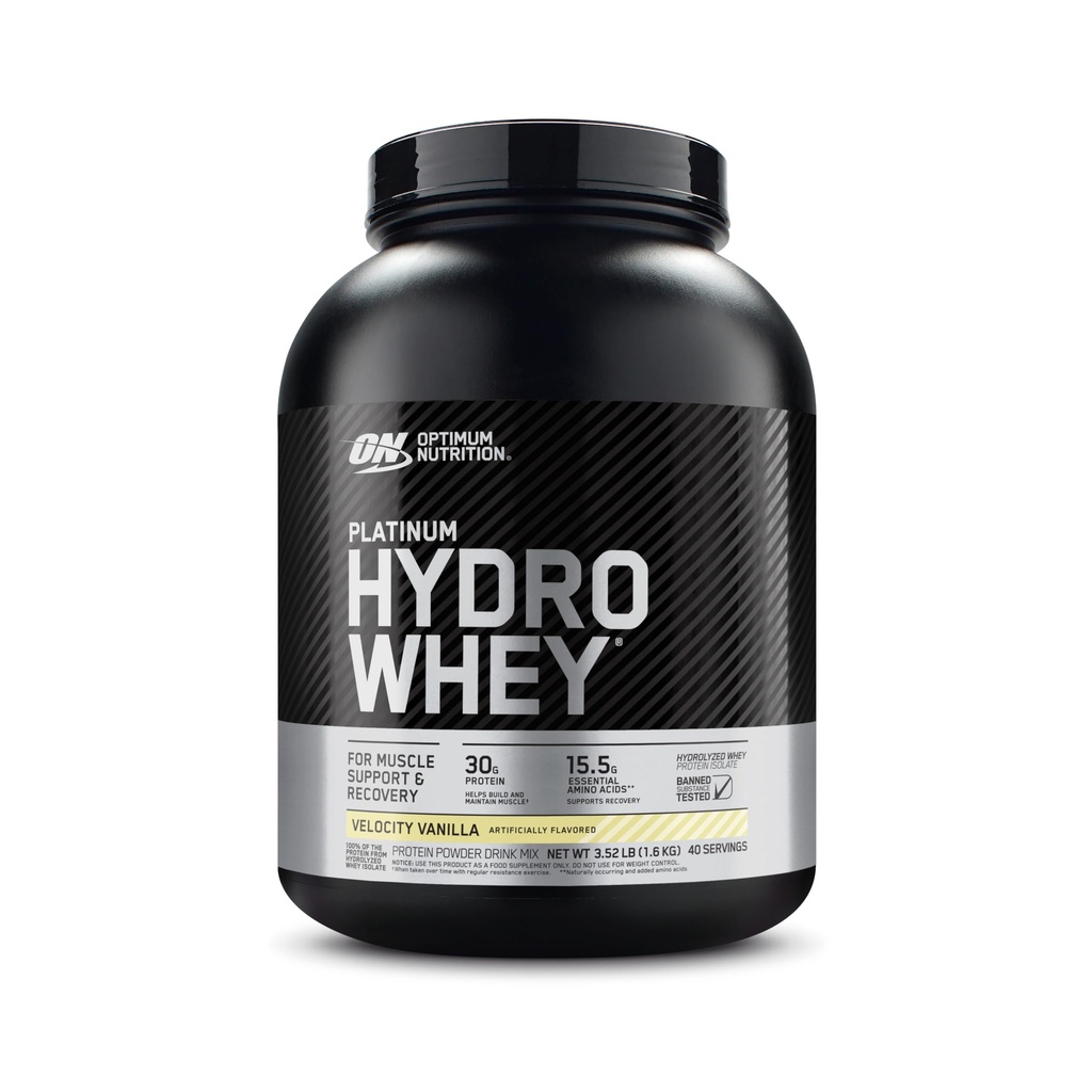 Optimum Nutrition Platinum Hydrochey Protein Powder, 100% Zhydrolizowany Izolat serwatki Proszek, Flavor: Velocity Vanilla, 3.5 Funds (Packaging May Vary)