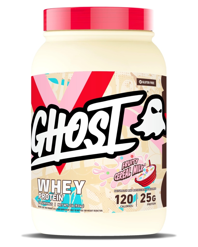 GHOST Proszek z białka serwatki, Mleko zbożowe owocowe - 2LB, 25G białka - Mieszanka białka serwatki - Postworkout Fitness & Nutrition Shakes, Smoothies, Pieczenie i Gotowanie - Soy & Gluten- Free