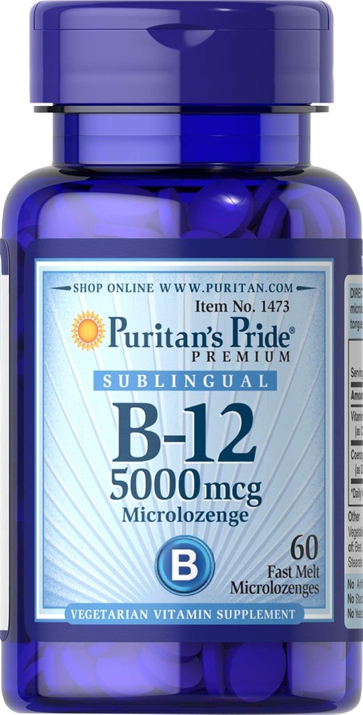 Puritans Pride Witamina B- 12 Pomaga Konwertować Żywność w Energia * 5000 Mcg Sublingual- Microlozenges, 60 Hrabia (Opakowanie po 1)
