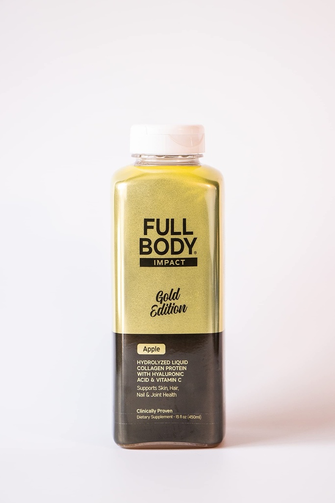 Liquid Collagen Protein in / Hyaluronic Acid & Witamina C - Gold Edition (Apple), 16,000mg (16g) Zhydrolizowane peptydy kolagenowe dla zdrowych włosów, skóry, paznokci i łączników - butelka 15oz