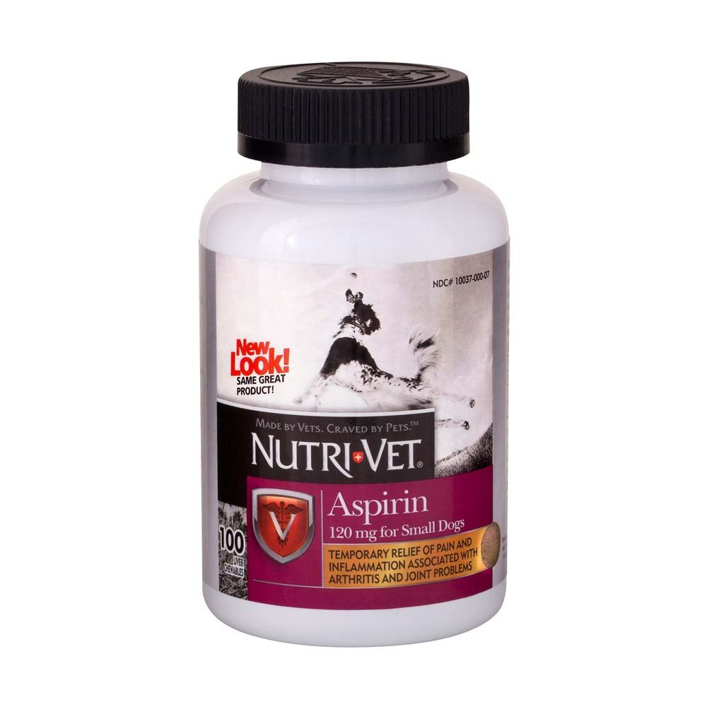 Nutri- Vet Aspiryna dla psów Małe psy poniżej 50 funtów - 100 Hrabia (120 mg) - Opakowanie po 2