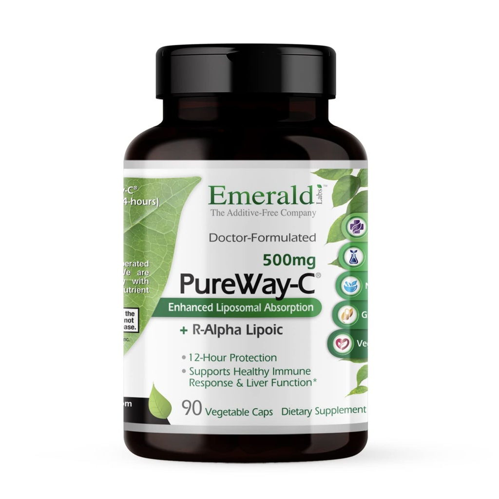EMRALD LABS PureWay- C - Suplement do wątroby i wsparcia immunologicznego z kwasem lipopochodnym R- Alpha * - Witamina C- 90 Kapsułki roślinne (45- Day Supply)