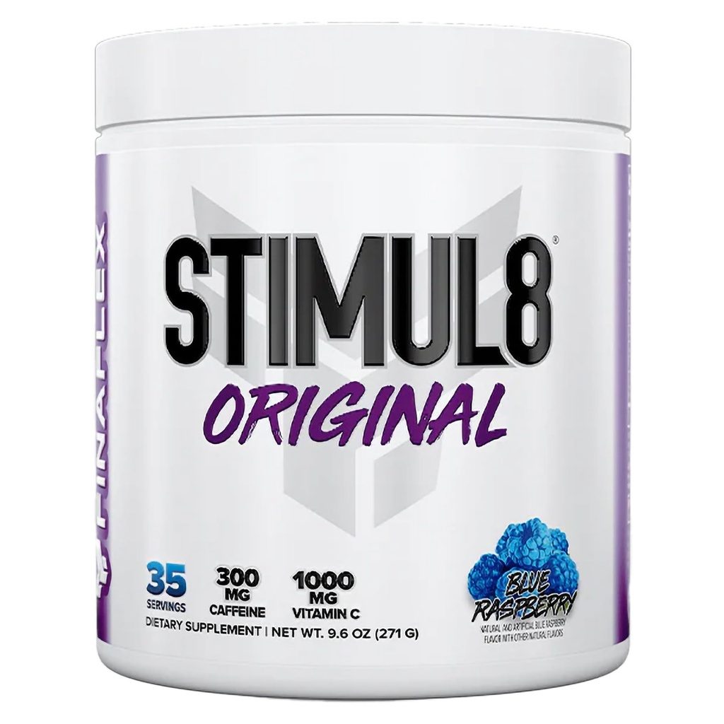 FINAFLEX STIMUL8 Original Pre- Workout, Blue Malina - Energia, Siła i wytrzymałość dla mężczyzn i kobiet - z kofeiną, Beta- Alanina & Witamina C - 35 Służenie