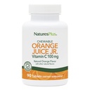 NaturesPlus Sok pomarańczowy Junior Witamina do żucia C - 100 mg, 90 Tabletki wegetariańskie - Suplement wsparcia immunologicznego, Przeciwutleniacz - Delikatny na żołądku - Bezglutenowe - 90 Słupki