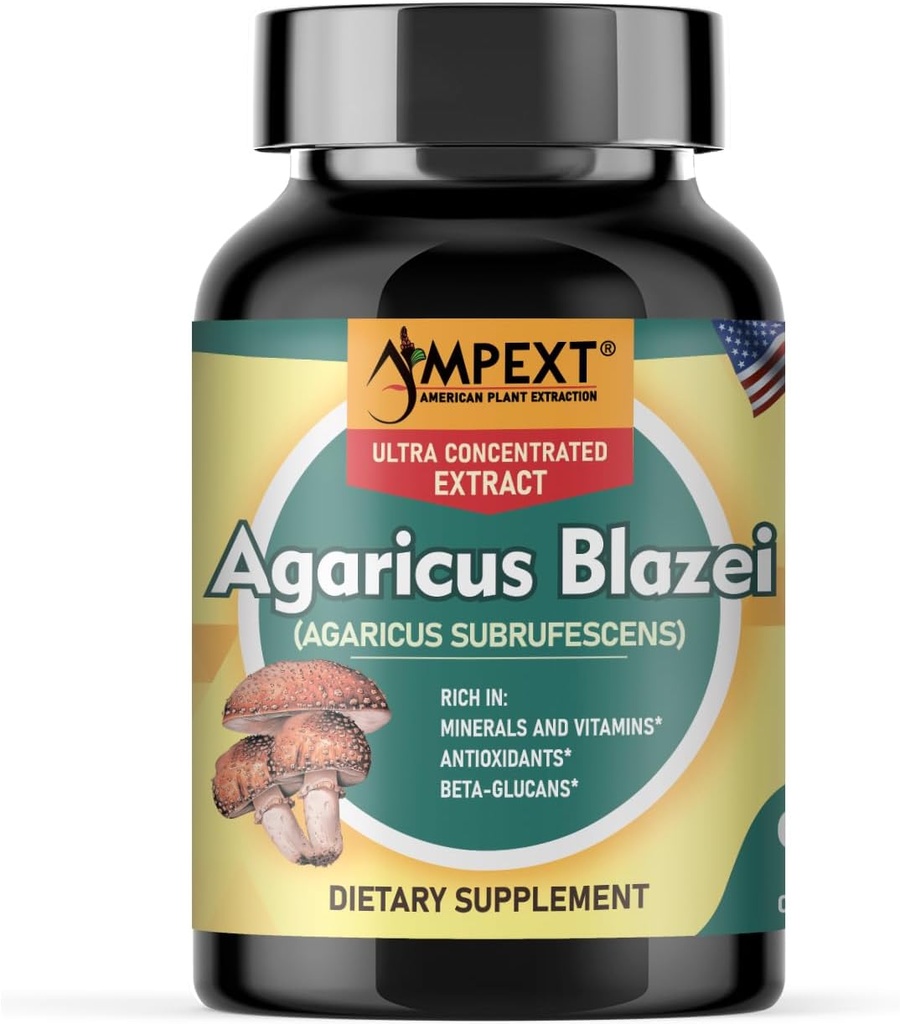 Agaricus Blazei Mushroom Extract - Immune Boost, Zbalansowany poziom, Właściwości adaptacyjne - 90 Kapsułki