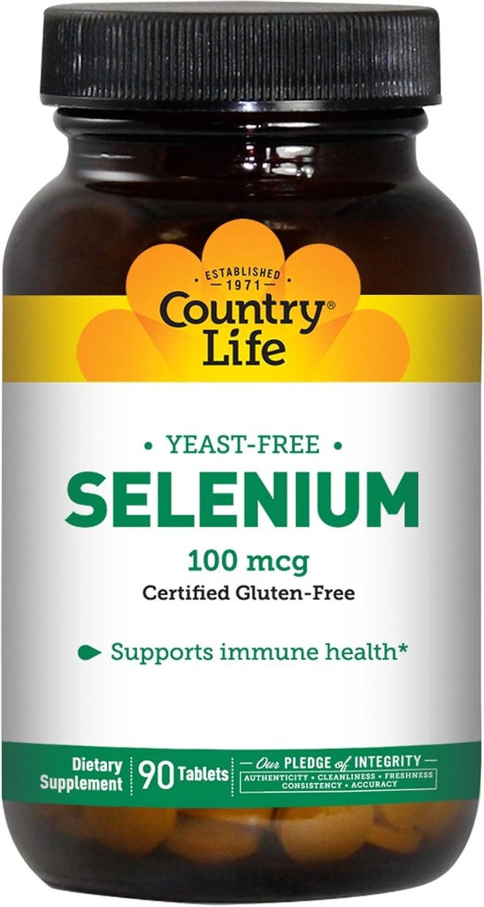 Country Life Selenium 100 mcg, Yeast Free - 90 tabletek
