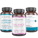 Dr Brighten PCOS Basic Kit - Równowaga hormonu kobiecego, Wsparcie nadnerczy i Saw Palmetto Plus