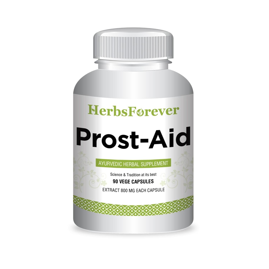 Herbsforever Prostaid Ayurvedic Herbal Supplement for Men 's Wellness Wellness 124; 90 Kapsułki wegetariańskie, 800mg każdy, Naturalne wsparcie dla ogólnego zdrowia i witalności