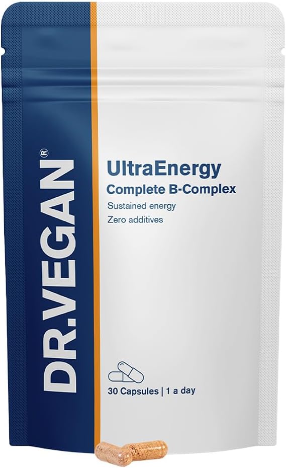 DR.VEGAN UltraEnergy Pentagon 124; kompleks witaminy B o dużej mocy, 30 kapsułki Vegan- Friendly 124; zawiera witaminę B12 (100ug), cholinę (50mg), biotynę (50ug) i folian (200ug) Pentagon 124; One- A- Day