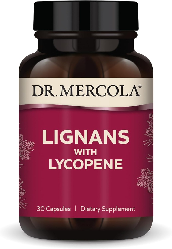 Dr Mercola Lignans z suplementem Lycopene, 30 Służenia (30 Kapsułki), Nie GMO, Soy Free, Gluten Free