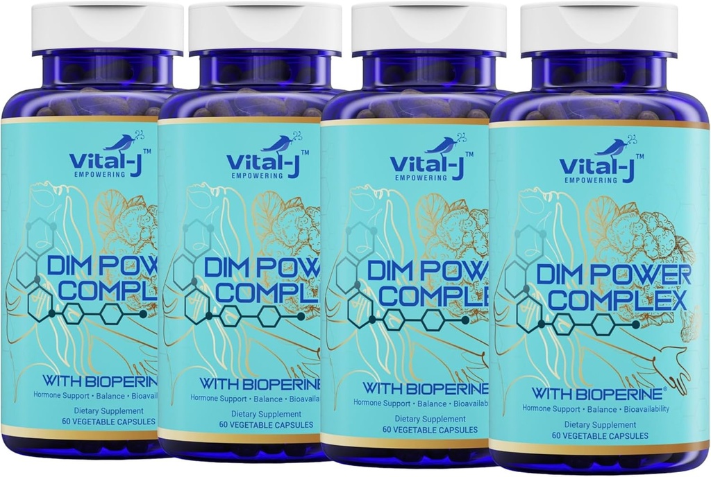 4- in-1 DIM Potent Complex 300mg - Estrogen Równowaga i Metabolizm, Energia i Menopauza Supplement Supplement with Bioperine (x4), Wapń i ekstrakt Broccoli - dla kobiet i mężczyzn 120 Służenie