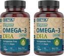 DEVA Vegan Omega-3 DHA Supplement - Once- Per- Day Softgels 200 MG - Carrageenan Free - Żelatyna Free - Non-Fish - Algae Oil Omega-3 Kwasy tłuszczowe - 90 Softgels (Opakowanie 2)