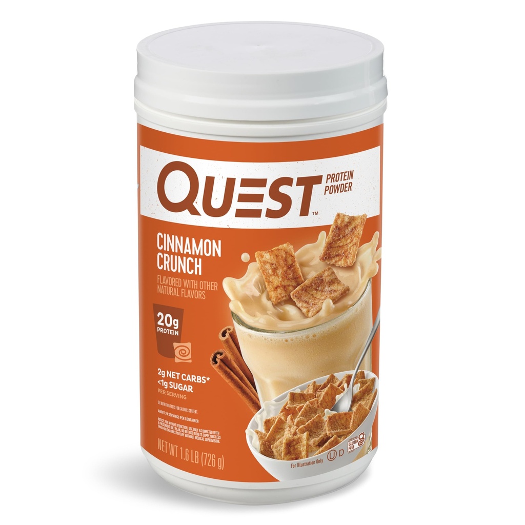 Quest Nutrition Cynamon Crunch Protein Powder, 20 g Protein, 2g Net Carb, 1 g Cukier, Niskie węglowodany, Gluten Free, 1.6 Funt, 24 Słupki