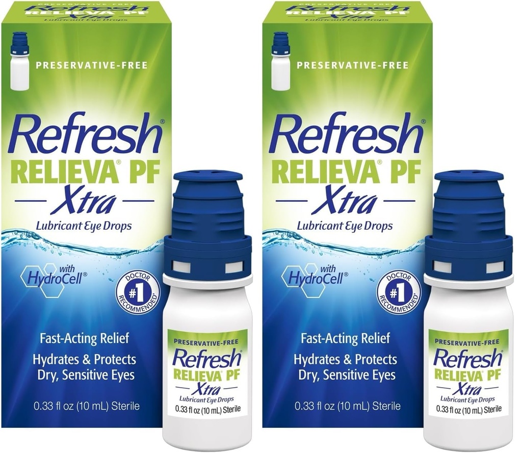 Refresh RELIEVA PF Xtra Preservative Free Artifical Tears Lubricant Eye Drops, 2x0,33 fl oz (20 ml), 2 liczba