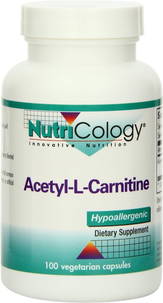 Nutricology Acetyl- L- Karnityna 500 mg Suplement - Metabolizm i Wsparcie Energetyczne, ALC, Wolny Acid Amino, Kapsułki wegetariańskie - 100 Liczba