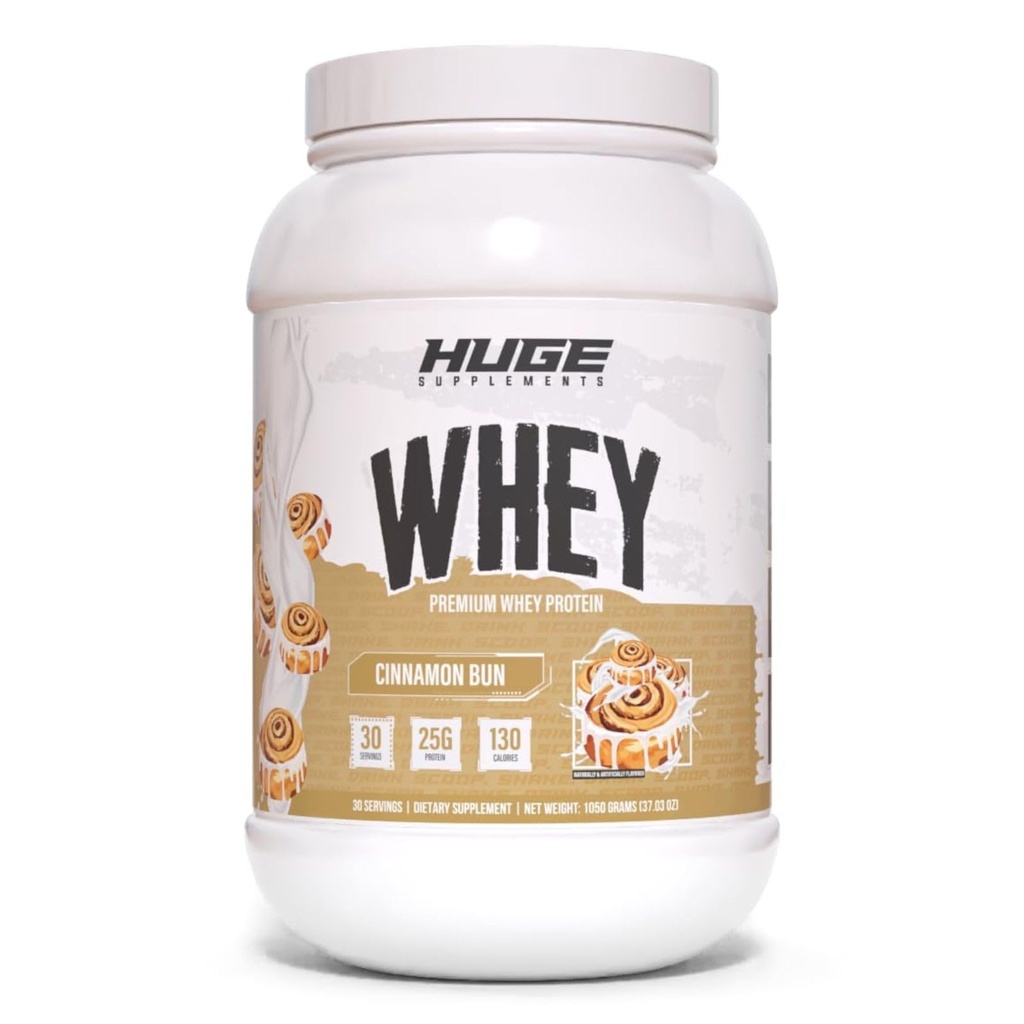 Ogromna serwatka, proszek proteinowy do hodowli mięśni, białko 25g, 12g EAA, wspomaga wzrost mięśni, wydajność i odzysk (bułka cynamonowa, 30 Sług)