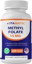 Witaminowy kwas metylowy 15mg - 120 Kapsułki roślinne Zoptymalizowane i aktywowane Wysoka moc - Metabolicznie Aktywny kwas foliowy