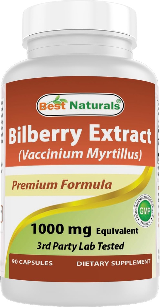 Najlepszy Naturals Bilberry Extract 1000mg kapsułki (Non-GMO) Wspiera zdrowe widzenie, 90 Count