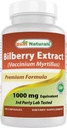 Najlepszy Naturals Bilberry Extract 1000mg kapsułki (Non-GMO) Wspiera zdrowe widzenie, 90 Count