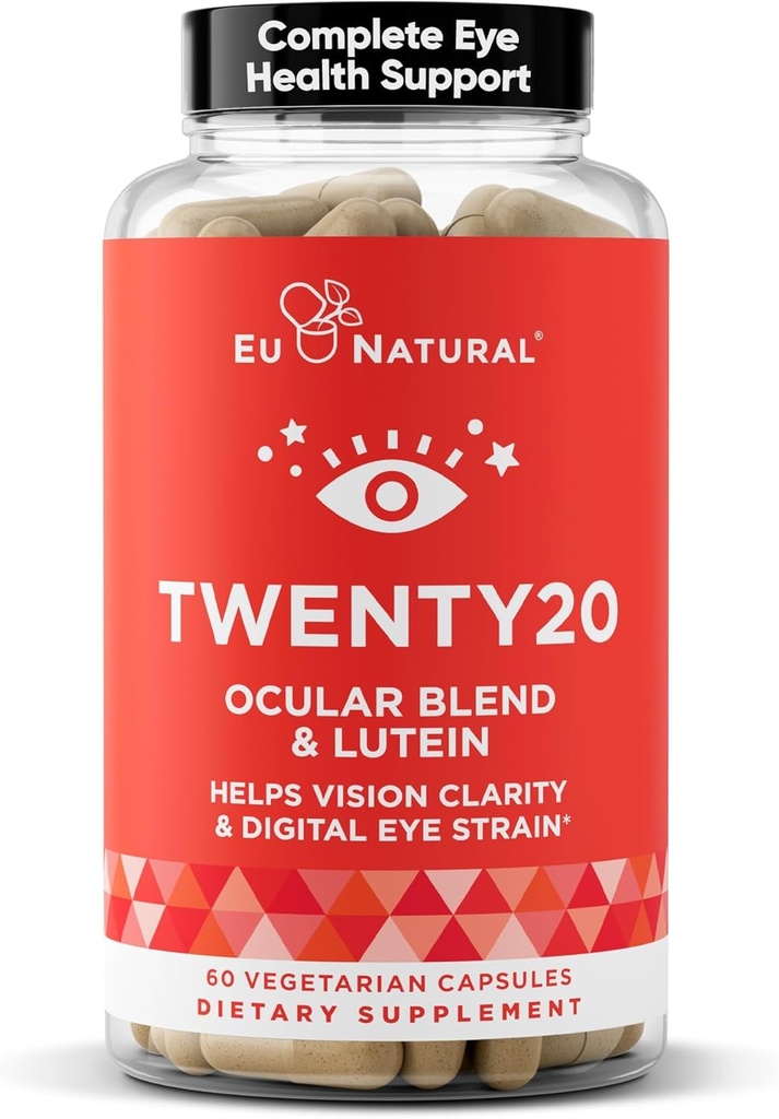Twenty20 Witaminy do oczu - Zdrowie plamki żółtej, Szczepienie oczu, Suchość oka i Wizja Zdrowie - Luteina & Wyciąg z borówki - 60 Kapsułki miękkie