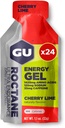 GU Energy Roctane Ultra Endurance Energy Gel, Vegan, Gluten- Free, Kosher i Dairy-Free On- The- Sports Nutrition for Running, Kolarstwo, Turystyka lub Narciarstwo, 24- Count, Cherry Lime