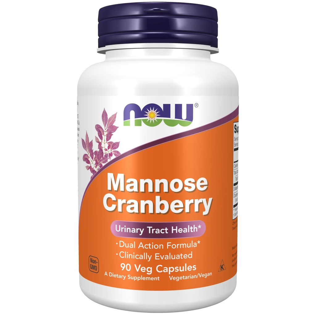 Now Foods Supplements, Mannose Cranberry, Dual Action Formula *, Clinically Evaluated, Tract Health *, 90 Kapsułki Veg