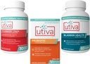 15% Bundle Utiva Cranberry PACs Supplement for Urnary Tract Health 30 Vegi Capsule + Utiva Probiotic for Gut and Urnary Tract Health 30 Delayed Release Vegi Capsule + Utiva Bladder Health 60 Capsule