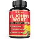 Satoomi St. John 's hort Capsules Extract Supplement - 6 Herbs Equivalent 5050 mg - Emotional Balance, Joyful Mood & Mood Support - 1 Pack 90 Veggie Caps 3- Month Supply
