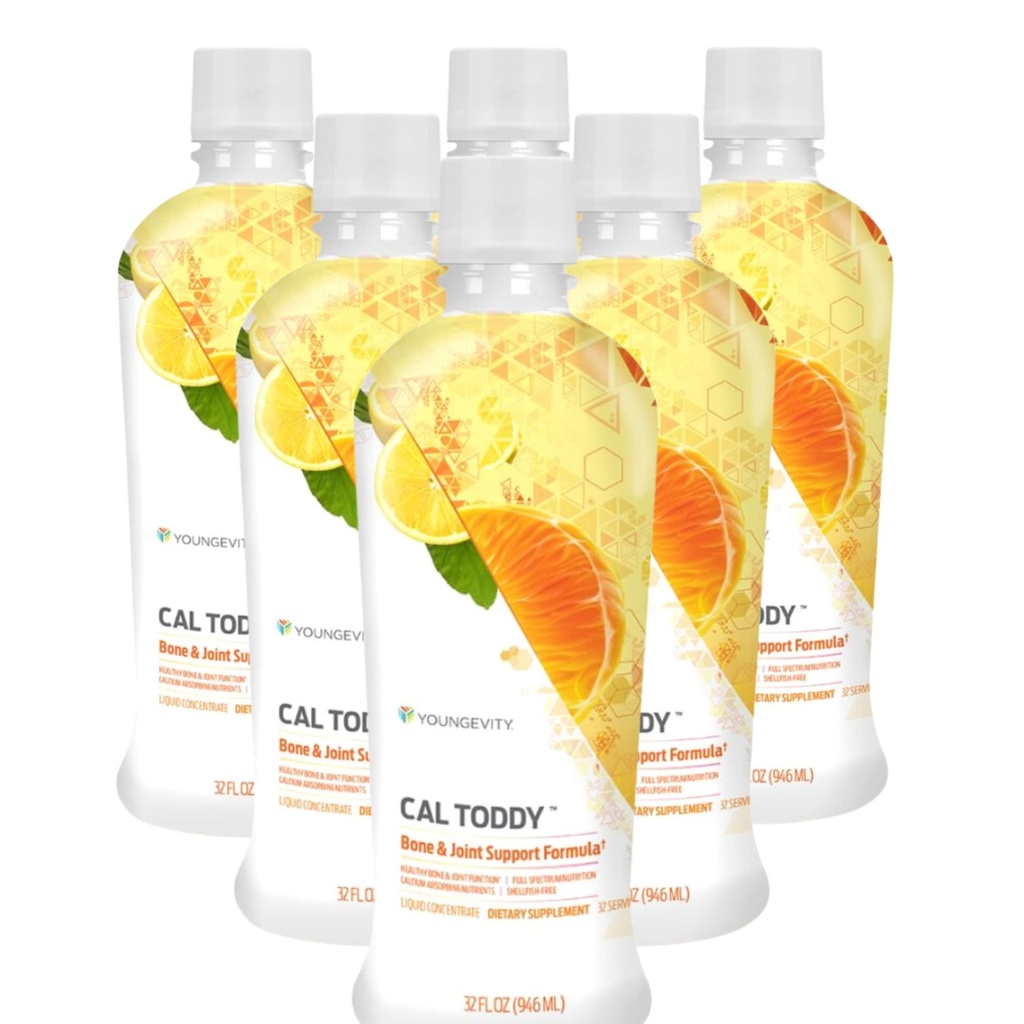 Młodość Cal Toddy - Wapń (Cytrat, Fosfat) Magnez 1,200mg / 600mg - Witaminy D-3, Cynk, Miedź, Potas, Bor & 70 + Ślady Mineralne Współczynniki - Wspiera zdrowie kości - 32 Fl Oz (Opakowanie 6)