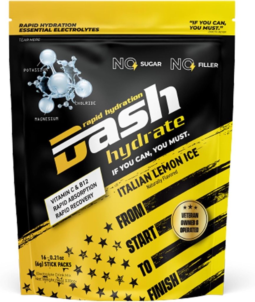Rapid Hydration Electrolyte Drink Mix Pakiety 124; Rapid Absorption & Recovery bez cukru 124; Activate Energy - Detoxify - Wsparcie 124; 16 ct (włoski lód cytrynowy)