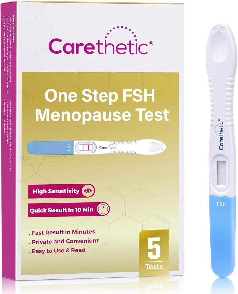 [5 opakowania] Zestaw do testu na menopauzę z ostrożnym FSH - test na menopauzę z pośrednim strumieniem w domu, wykrywanie wysokiej czułości FSH w celu monitorowania perymenopauzy i płodności