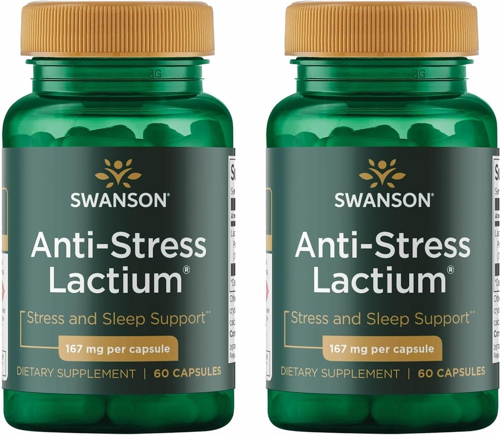 Swanson Women 's Anti-Stress Formula (Lactium) - Pomaga Counter Stress, Promotes Relaxation and Sleep Support - (60 kapsułki, 167mg) 1 opakowanie (2 opakowania)