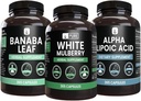 PURE ORYGINALNE WŁÓKIENNICZE Biały Mulberry, Kwas lipowy alfa, Banaba Capsule Bundle (365 kapsułki), Czysty i nierozcieńczony, Laboratorium zweryfikowane