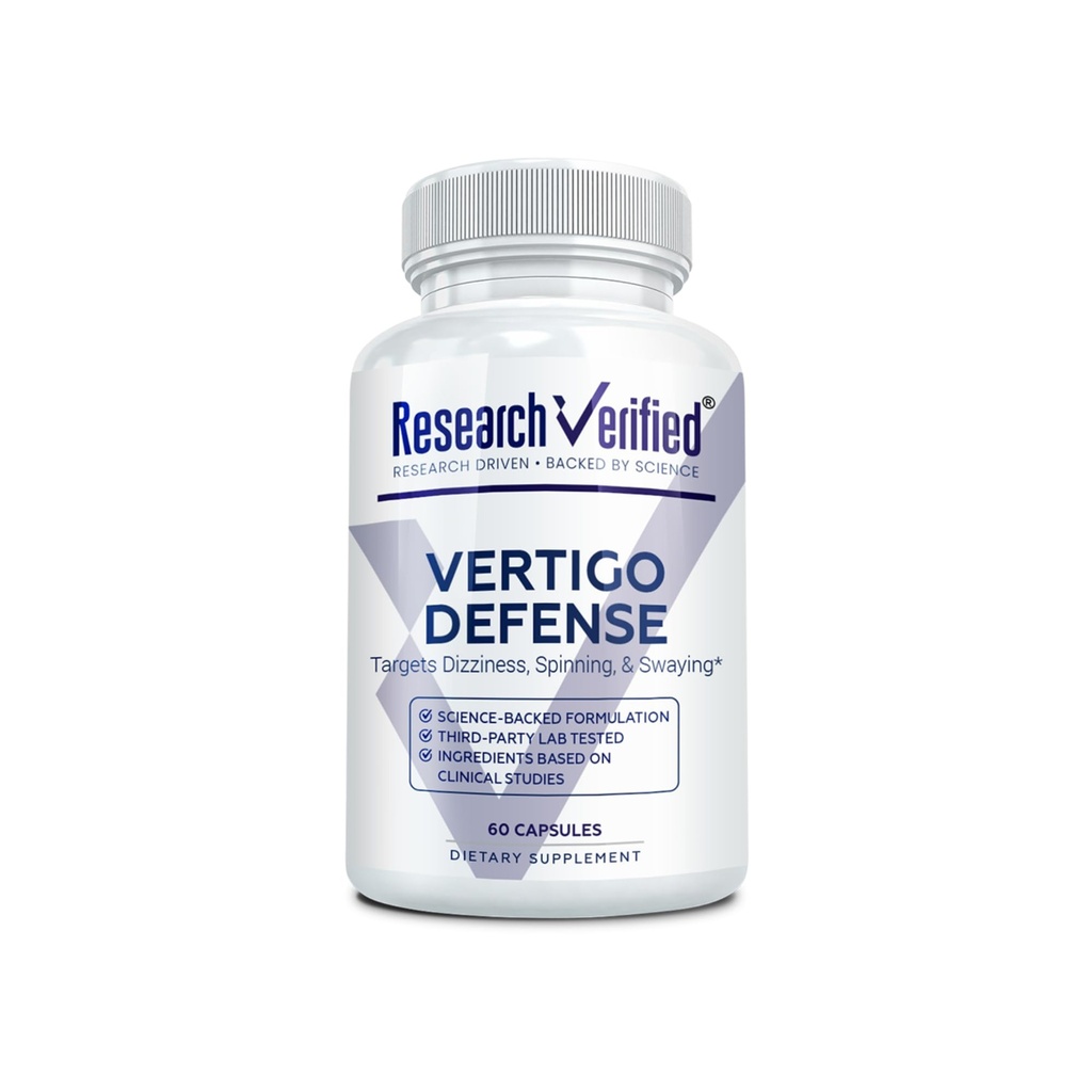 Badania zweryfikowane Vertigo Defense - łagodzenie objawów i wsparcie wewnętrznej równowagi ucha - Witamina D3, Ginger, Ginkgo Biloba, BioPerine - 60 Kapsułek
