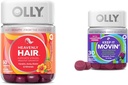 OLLY Gummies włosów z keratyny i biotyny i zaparcia Gummies Relief z rabarbarem i pronami - 60 + 30