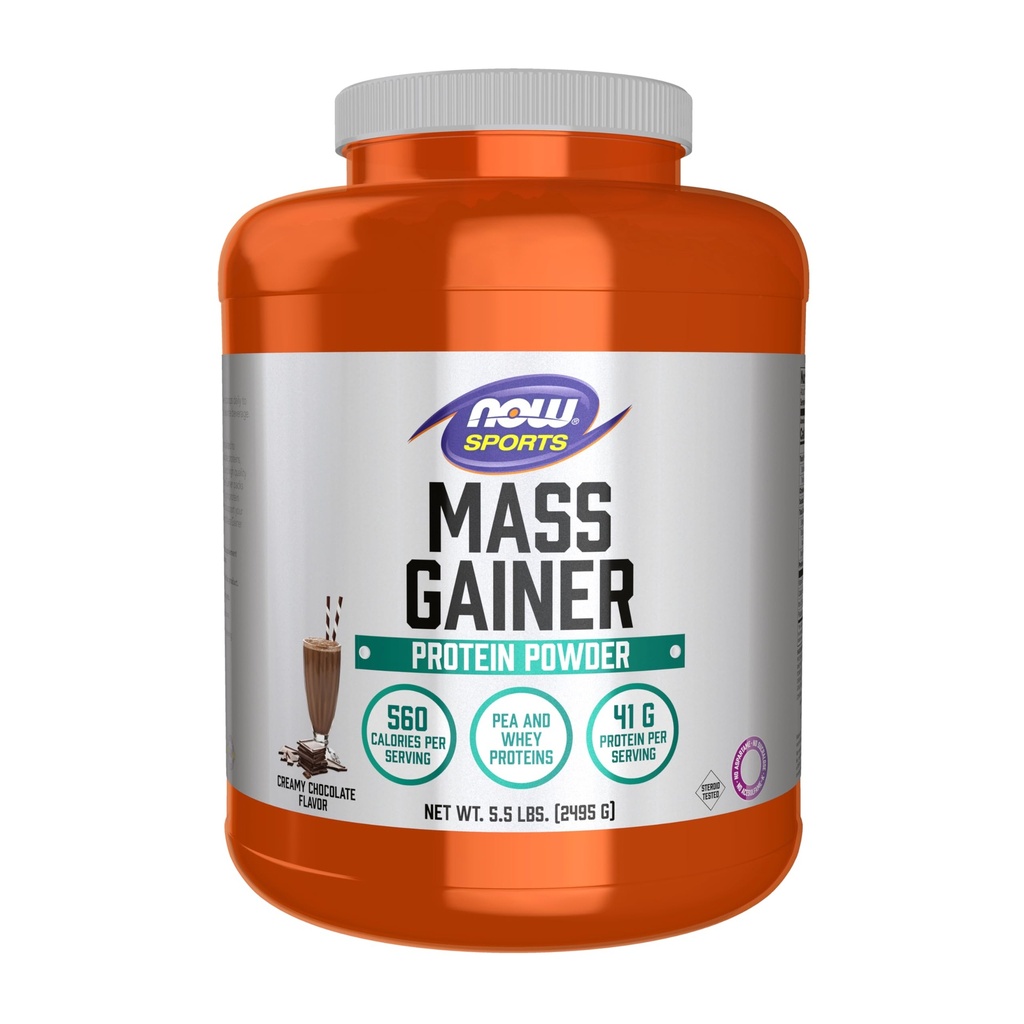 Teraz żywność Sports Mass Gainer Protein Powder, kremowy czekoladowy Flavor, Pea i mieszanka białka serwatki, 5,5 funtów.