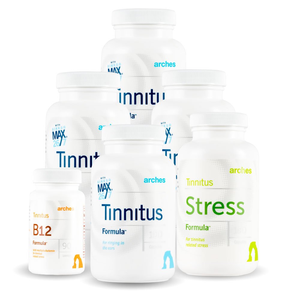 Arches Tinnitus Combo Pack - Teraz z Ginkgo Max 26 / 7 - Naturalne Tinnitus Leczenie ulgi z Ringing Ears - 6 butelek - 90 Day Supply