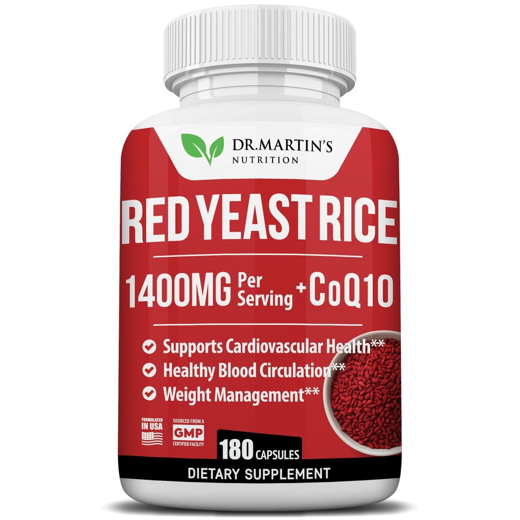 Red Yeast Rice Extract 1400mg Supplement 180 Hrabia 124; Zachowanie zdrowych poziomów cholesterolu 124; Wspiera krążenie układu sercowo-naczyniowego i krwi dla zdrowego serca, trawienie, zarządzanie wagą i ogólne zdrowie
