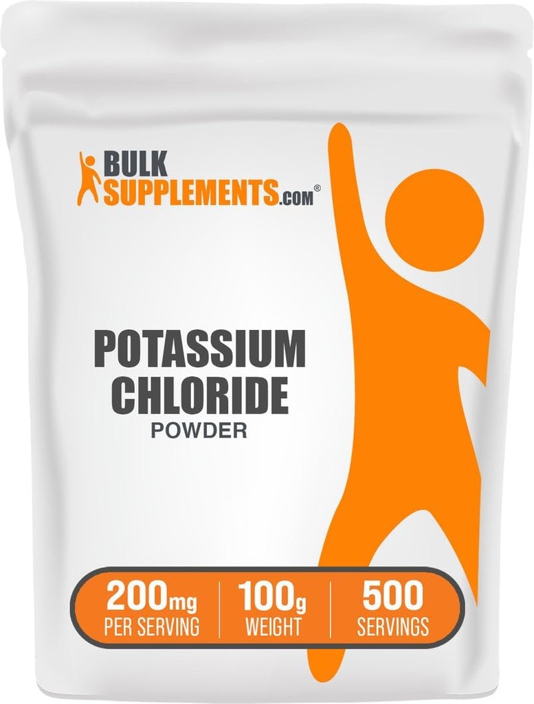 BulkSupplements.com Proszek chlorku potasu - substytut soli, Sól potasowa - Bez glutenu, 200mg na porcję, 100g (3,5 oz) (Opakowanie po 1)