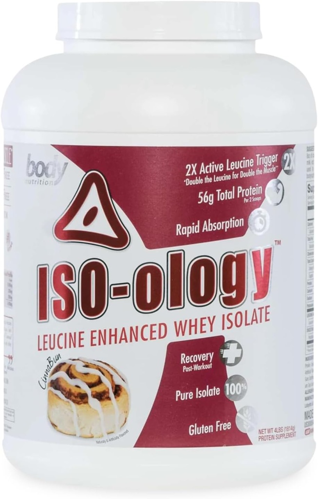 Odżywianie ciała ISO- Ologia, Leucyno- wzmocniony serwatka Izolacja proszku białka, Post- Workout Recovery Supplement, Izolowany ser z trawy, Cinnabun Flavor, 4lb
