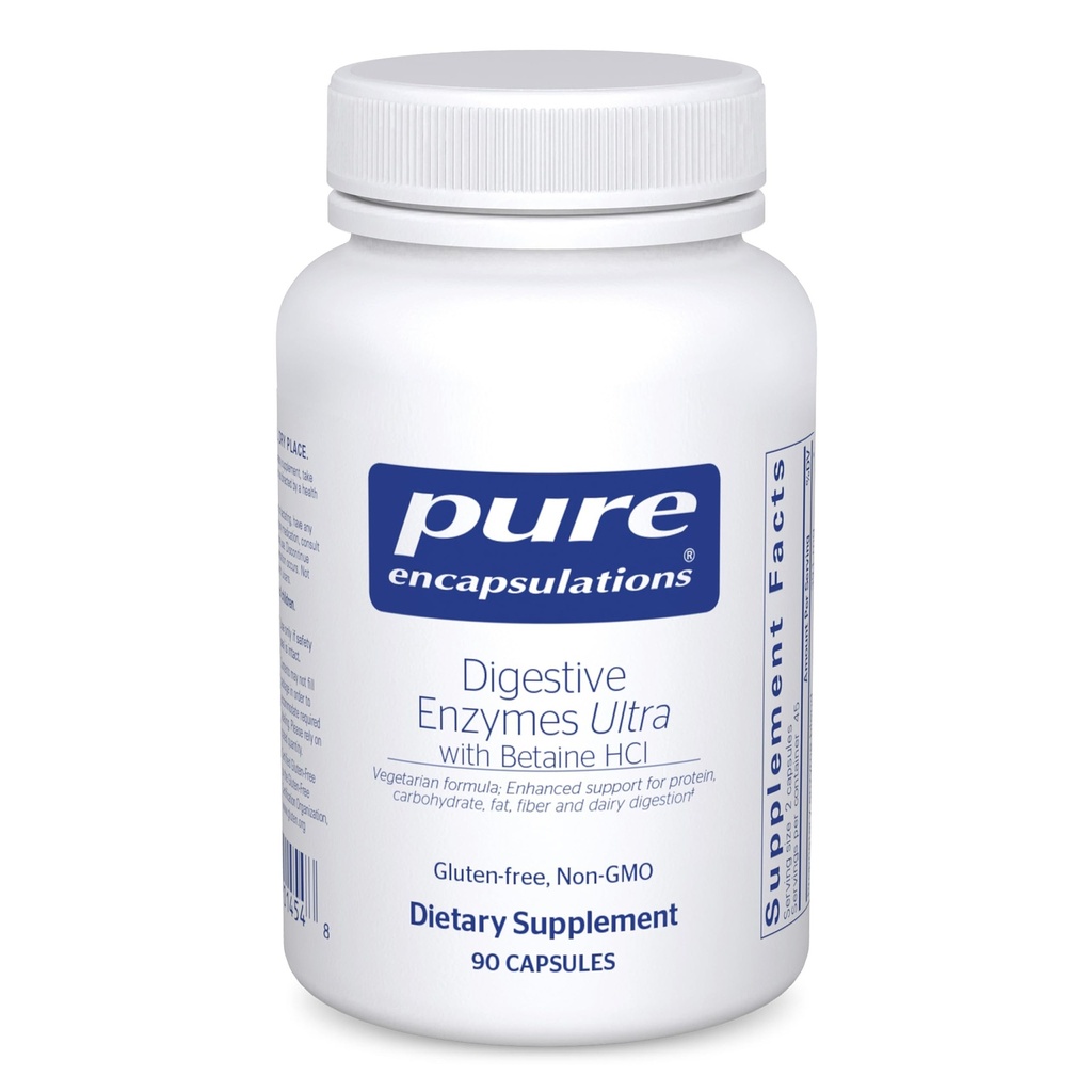 Pure Encapsulations Digestive Enzymes Ultra with Betaine HCl - Vegetarian Digestive Enzyme Supplement to Support Protein, Carb, Fiber, and Dairy Diestion * - 90 kapsułki