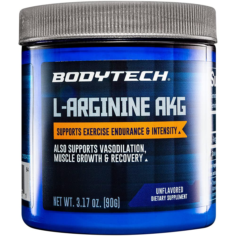 BODYTECH L- Arginina AKG 3000MG - wspomaga ćwiczenia Endurance & Intensity, Muscle Growth & Recovery, Vasodilation, Nitric Oxide (3.17 Ounce Powder)